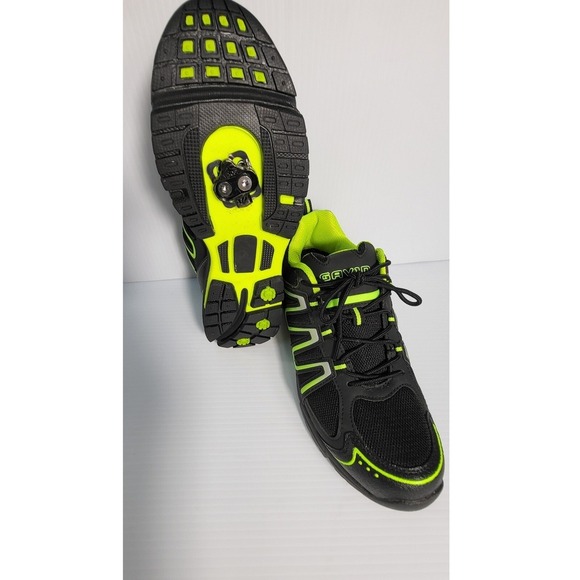 Gavin Cycling Shoes Road Bike Spin Class Compatible Cleats Black Green 42 - Picture 5 of 11
